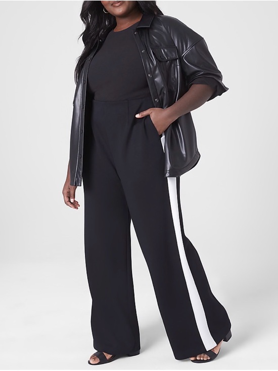 Lane Bryant Pants - Lane Bryant Journey Black Wide-Leg Pants w/White Side Stripe NWT Size 16